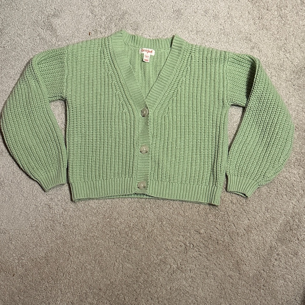 Cat & Jack Mint Green Cardigan Sweater 60% cotton